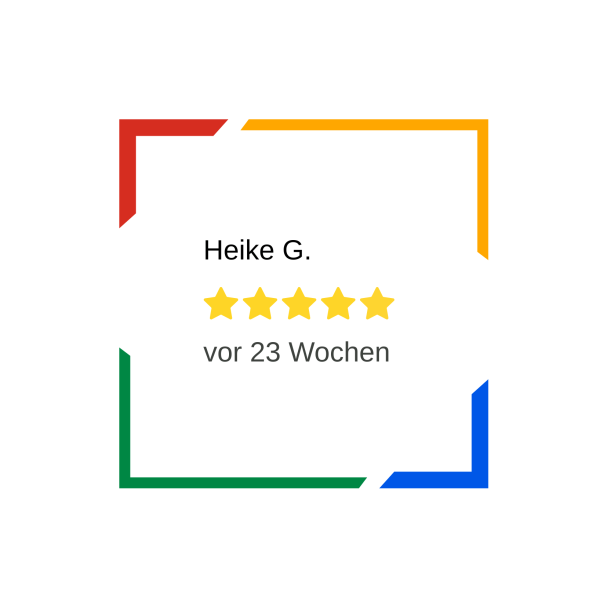 Bewertung von Heike G. mit fünf Sternen, 23 Wochen alt.